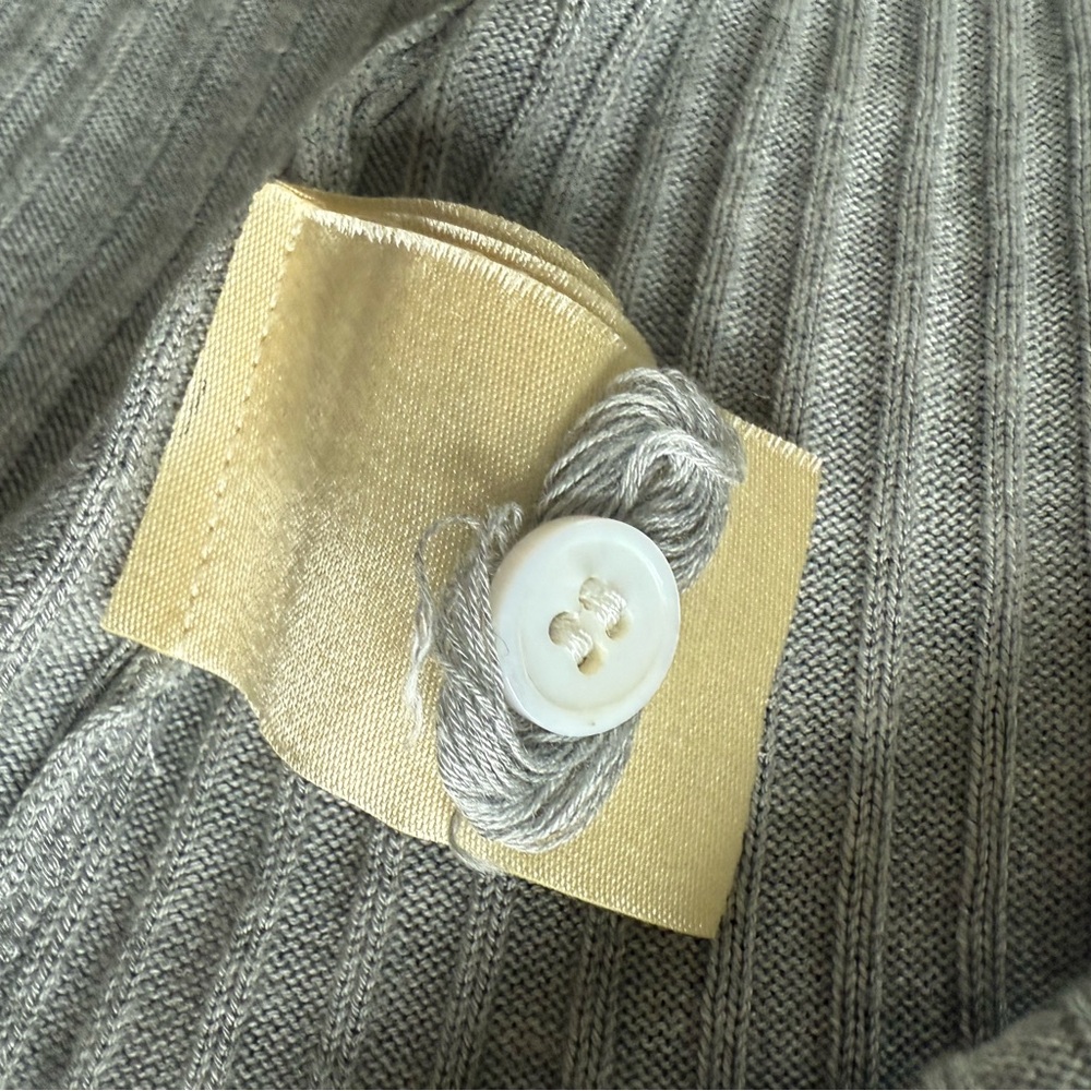 Anthropologie Meadow Rue Gray Cali Ribbed Button-Down Midi Cardigan Sweater XL - Picture 10 of 11